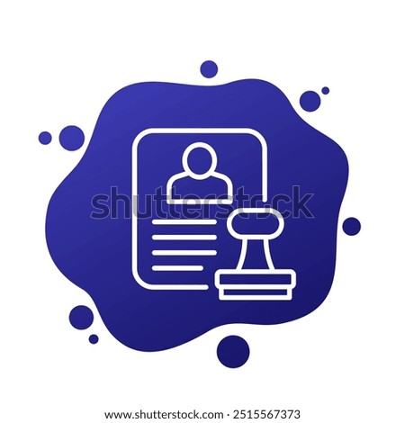 document and stamp, permit icon, line vector