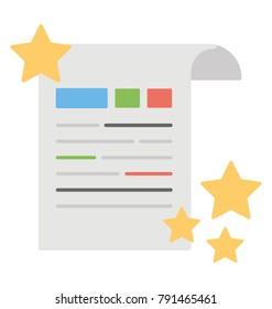 A document with stars symbolising wishlist flat icon
