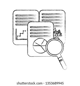 document with statistics graphic and magnifying glass