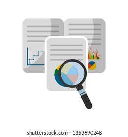 document with statistics graphic and magnifying glass