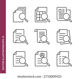 Document statistics line icons - Mini collection series icon