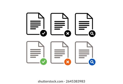 Document Status Icons Approved, Rejected, and Search