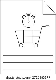 Un documento con un Carrito de compras de cronómetro y líneas