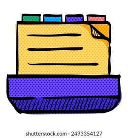 Document storage halftone icon hand drawn color vector illustration