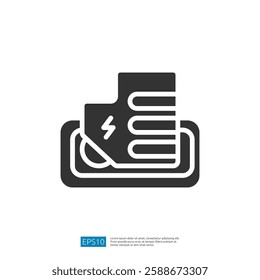 Document Storage Icon Representing Paperwork and Electricity in an Organized Office Layout for Efficient Data Management