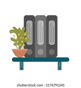 Document Storage Shelves. Office folders. Vector illustration in flat style