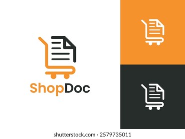 document store logo. online shopping cart business finance vector graphic design