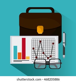 document suitcase infographic glasses pen icon. Company rosource design. colorful and flat illustration