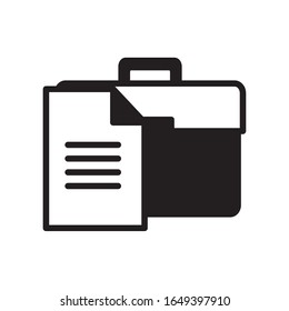 document and suitcase silhouette style icon of money financial item banking commerce market payment buy currency accounting and invest theme Vector illustration