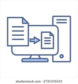 Document Summarization Blue Icon Vector Illustration