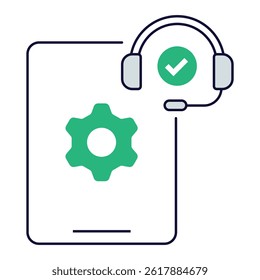 Document Support Verified. Support document with gear and headset icon marked as approved