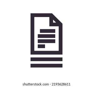 Símbolo de documento e icono de papel simple contorno de vector lineal.