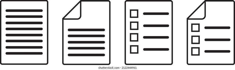 Document Symbol Set. Document vector icons isolated design.Edit document symbol, logo illustration. Flat style icons set