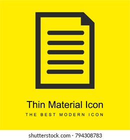 Document symbol with text lines bright yellow material minimal icon or logo design