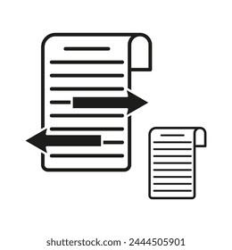 Document synchronization concept. File transfer arrows. Data exchange between documents. Content management symbol. Vector illustration. EPS 10.