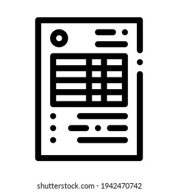 documento con tabla de auditoría de código de crédito y de línea de débito vectorial. documento con la tabla de abono y adeudo de auditoría. símbolo de contorno aislado ilustración negra
