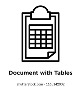 Document with Tables icon vector isolated on white background, Document with Tables transparent sign , office symbols