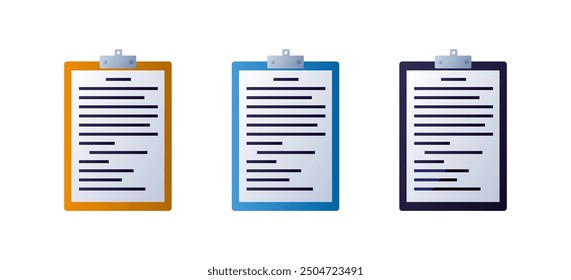 Document Tablet Set Icons. Flat style. Vector icons.