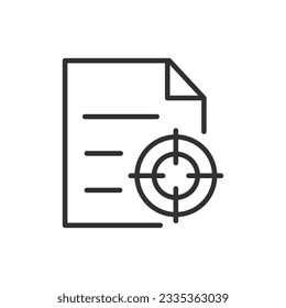 Document and target, linear icon. Line with editable stroke