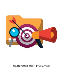 document target and magnifying glass icon cartoon vector illustration graphic design