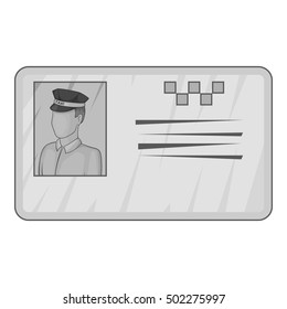 Document taxi driver icon. Gray monochrome illustration of document taxi driver vector icon for web