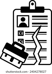Document Tear concept,  Job Contract Terminated vector icon design, Unemployment symbol, Economic stagnation sign, financial crisis stock illustration