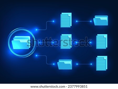 Document technology The document file is inside the technology circle connected to the document. Forwarding work file information to other people within the organization via the Internet network