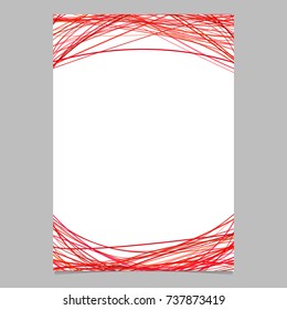 Document template with chaotic arched stripes in red tones at the top and the bottom - blank vector brochure illustration on white background