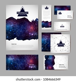 Document template with polygonal geometric space abstract background