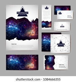 Document template with polygonal geometric space abstract background