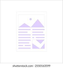 Modelo De Documento Com Texto E Imagens Em Ilustração De Vetor Simples Simbolizando Modelos, Layouts De Conteúdo E Criação De Documento, Isolados Em Plano De Fundo Branco