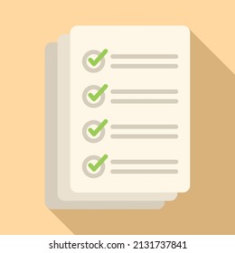 Document test icon flat vector. Project work. List exam