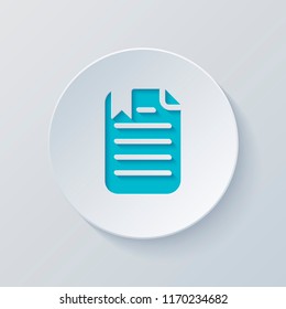 document with text and bookmark. Cut circle with gray and blue layers. Paper style
