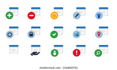 Document text editor blogging writing icon set collection blue vector isolated