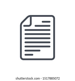 Document With Text Line Icon. File Page Vector Outline Sign.