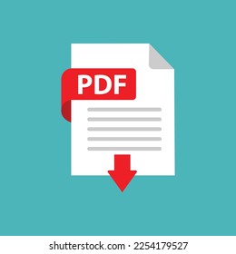 Document text on white background. Pdf icon. Archive business concept. Download PDF file. Downloading document sign. flat style. 
