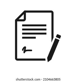 Document with text, signature and pen. Illustration vector