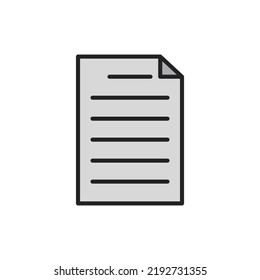 Document thin line icon. Colourful linear symbol. Vector illustration.