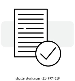 Icono de marca de documento. Icono de marca de verificación. Portapapeles, lista de verificación, símbolo de documento. Administración de archivos. Ilustración vectorial. imagen de stock.