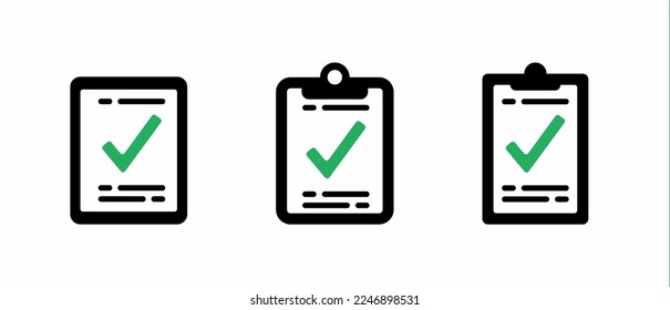 Documentar y marcar. Plantilla de icono de documento con marca de verificación. Ilustración vectorial de material.