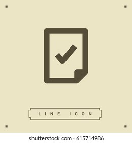 Document tick line vector icon