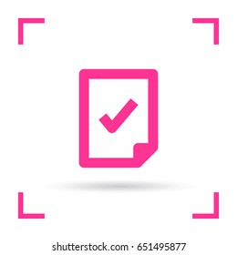 Document tick line vector icon