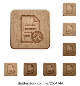 Document tools on rounded square carved wooden button styles