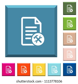 Document tools white icons on edged square buttons in various trendy colors