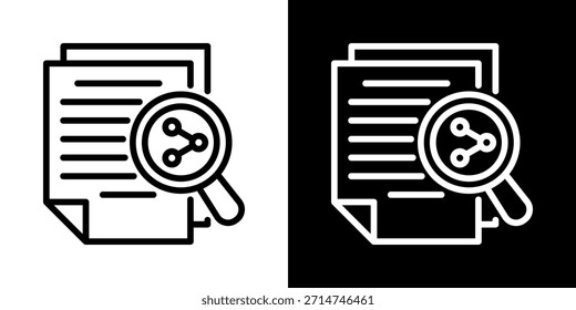 Icono de seguimiento de documentos de línea estilo blanco y negro