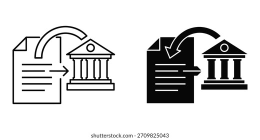Transferencia de documentos al contorno y la silueta del icono de construcción