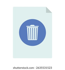 Document with trash bin icon. Delete file. Recycle symbol. Data removal