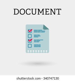 Document with two ticks. Flat style
