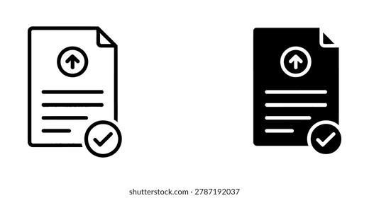 Document upload and confirmation icon with check mark submit icon success