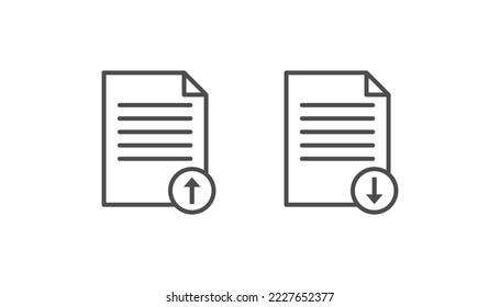 Document upload and download icon line vector design